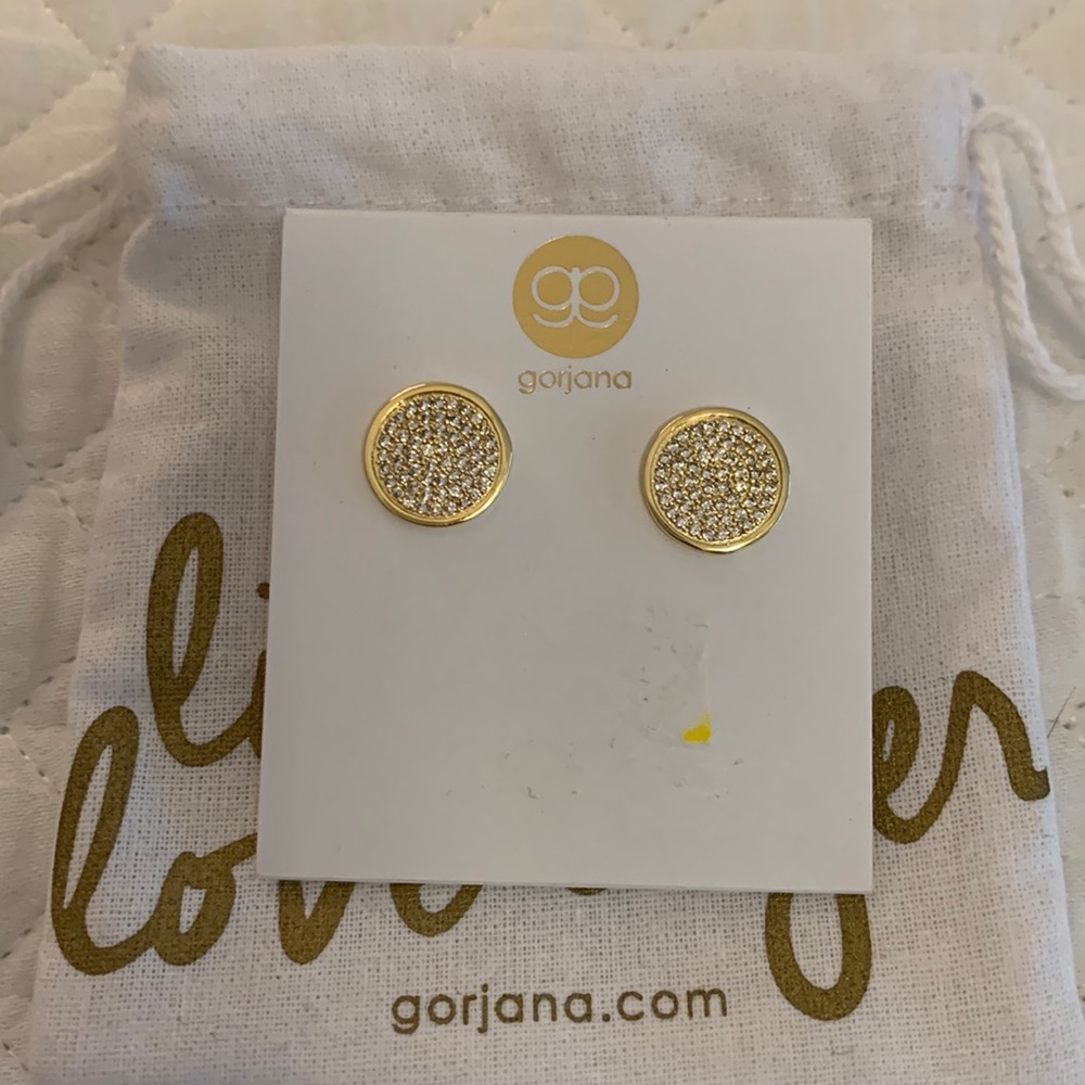 NEW Gorjana Round Gold with faux diamonds Earrings